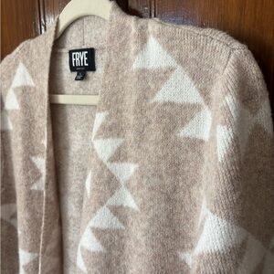Frye Southwestern Aztec Open Front Cardigan Sweater | L